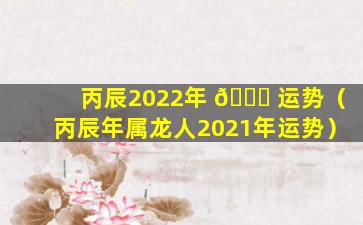 丙辰2022年 🕊 运势（丙辰年属龙人2021年运势）